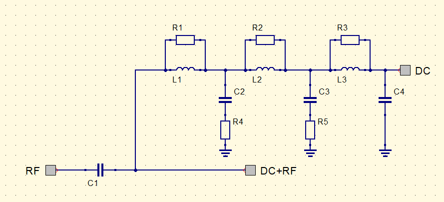 Bias-T circuit with multiple segments
