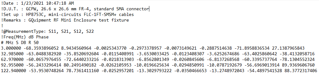 s2p file example